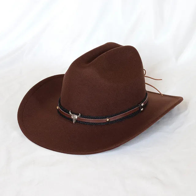 Vintage Western Cowboy Hat Leather Trim