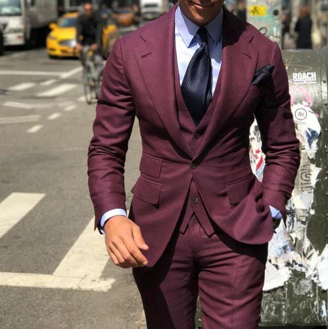 Wedding Tuxedo Slim Fit 3 Piece(jacket +vest +pants）
