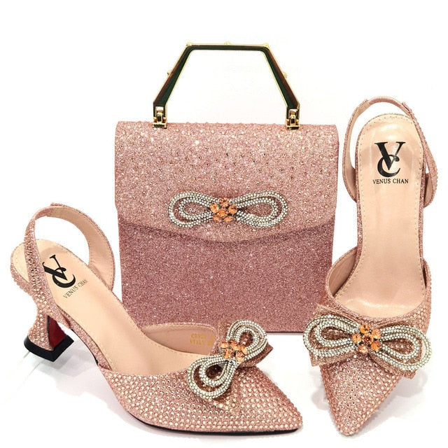 Pointed Sandals Shoes with Designer Bag for Women