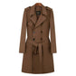 Cotton trench coat for men with double breasted British fashion coffee men's down jacket