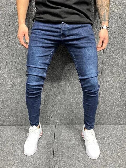 Popular Slim hip hop Skinny Blue Denim pants-Jeans