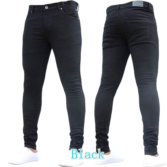 Popular Slim hip hop Skinny Blue Denim pants-Jeans