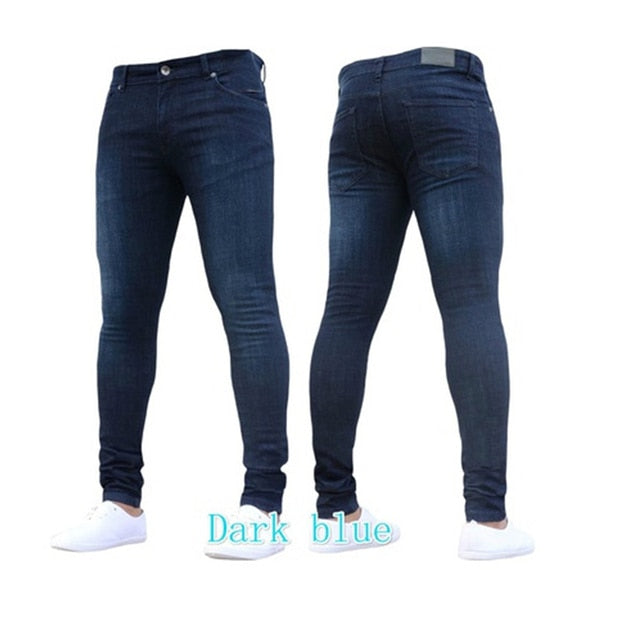 Popular Slim hip hop Skinny Blue Denim pants-Jeans