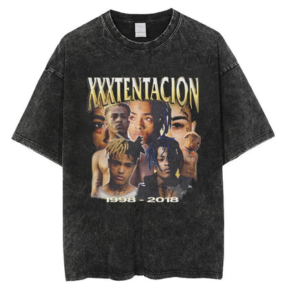 Rapper Portrait Cotton Tees Breathable Vintage T-shirt Top