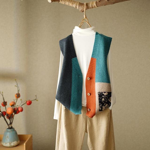 Sweaters Knitted V Neck Loose Vest
