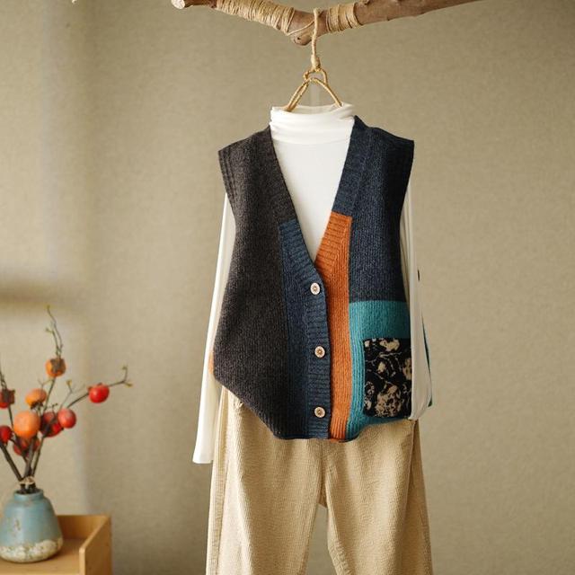 Sweaters Knitted V Neck Loose Vest