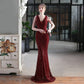 Women Beading Dress Long Prom Dress Deep V