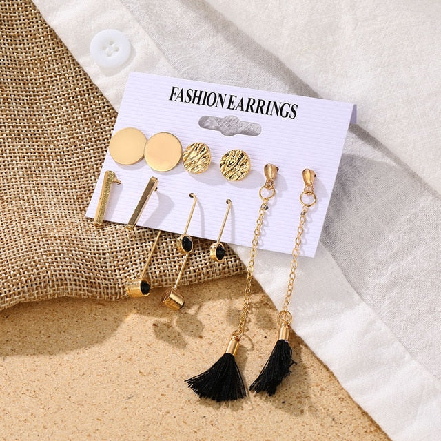 Pearl Crystal Stud Earrings Set For Women
