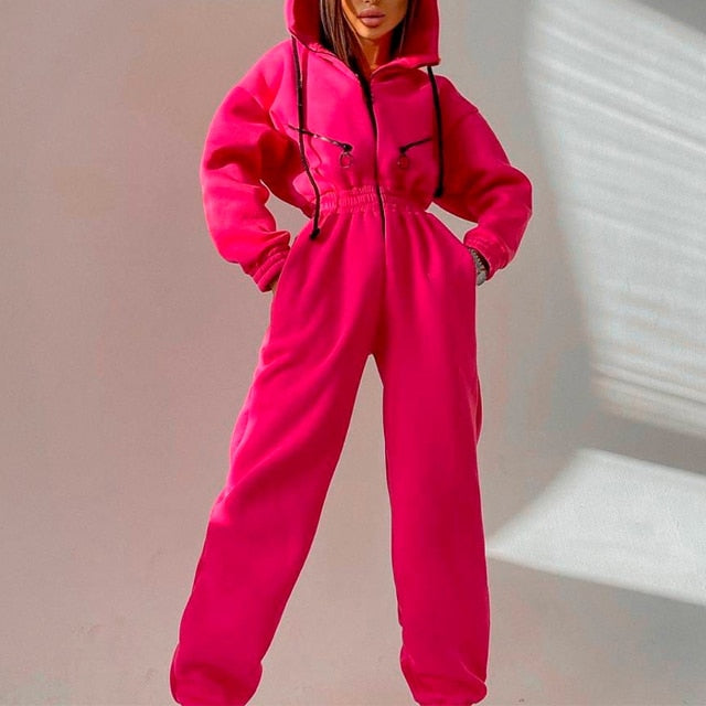 Hooded Sporty Jumpsuit for Women
