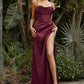 Spaghetti Strap Satin Slit Long Dress/ Bridesmaid Dress