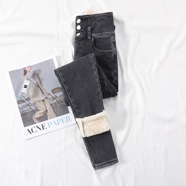 Jeans Pant Winter Velvet Fleece Lined Skinny Jeans