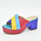Italian Lady Shoes Slippers Sandals Platform Multicolor Design