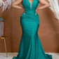 Elegant Evening Dress Long Party Gown Sexy Deep V Sleeveless Mermaid Bodycon Maxi