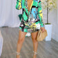 Print Long Sleeve Mini A-line Summer Dress