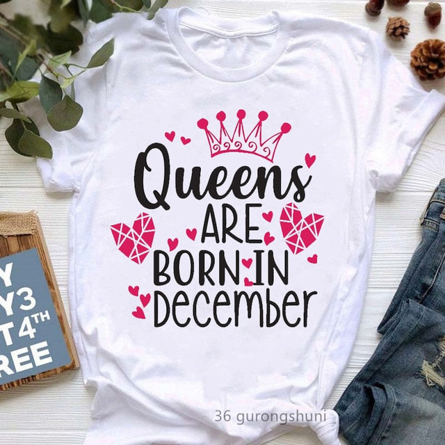 January To December Graphic Print T-Shirt Top for Women