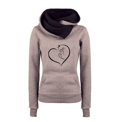 Cat Printing Sweatshirt Hoodies for Women