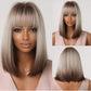 Synthetic Wig with Bangs Layered Natural Straight Wig for Women