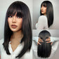 Synthetic Wig with Bangs Layered Natural Straight Wig for Women