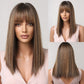 Synthetic Wig with Bangs Layered Natural Straight Wig for Women