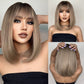 Synthetic Wig with Bangs Layered Natural Straight Wig for Women