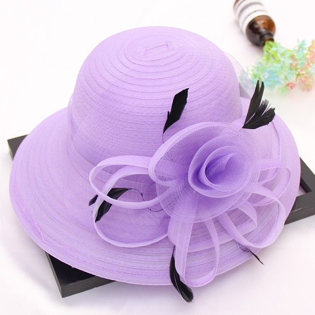 Elegant Flower Organza Hat For Women