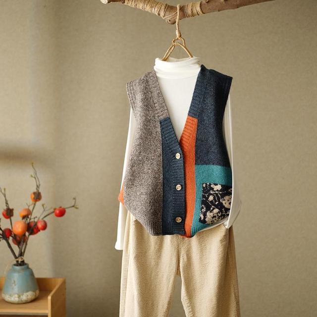 Sweaters Knitted V Neck Loose Vest