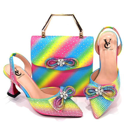 Pointed Sandals Shoes with Designer Bag for Women