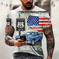 vintage Oversized America Route 66 Letters Printed O Collared T-Shirt