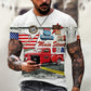 vintage Oversized America Route 66 Letters Printed O Collared T-Shirt