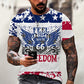 vintage Oversized America Route 66 Letters Printed O Collared T-Shirt