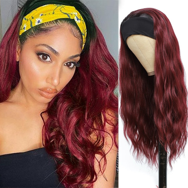 Long Natural Wave Synthetic Headband Wig For Women