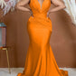 Elegant Evening Dress Long Party Gown Sexy Deep V Sleeveless Mermaid Bodycon Maxi