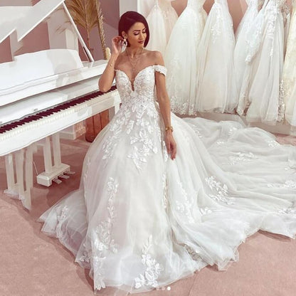 Off the Shoulder Lace Bridal Wedding Dress
