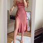 Strap High Slit Mid Party Dress