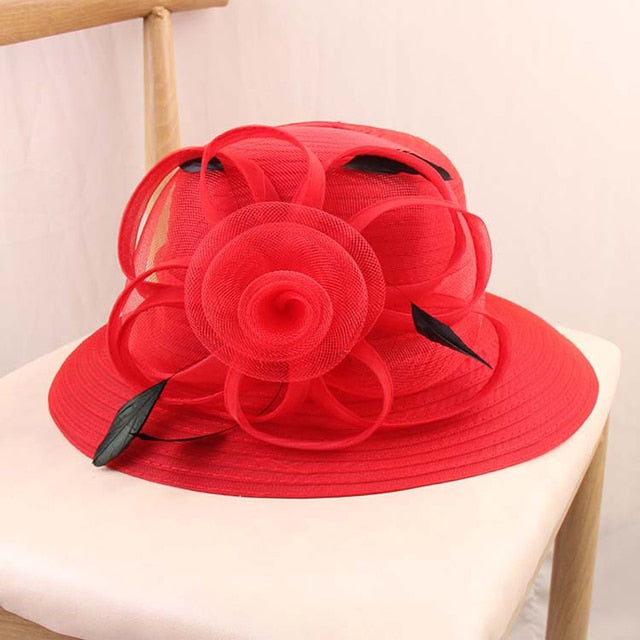 Elegant Flower Organza Hat For Women