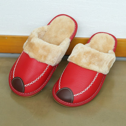 Pu Leather Warm Winter Indoor Slippers Waterproof