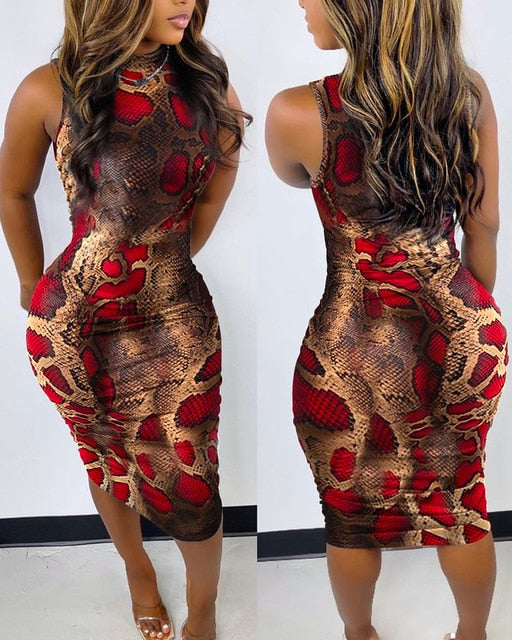 Mock Neck Sleeveless Bodycon Party Dress