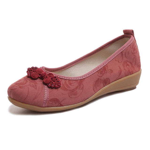 Embroidered Ballet Flats Slip On Shoes for Women