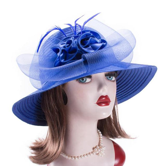 Wide Brim Feather Party Hat for Women