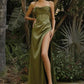 Spaghetti Strap Satin Slit Long Dress/ Bridesmaid Dress