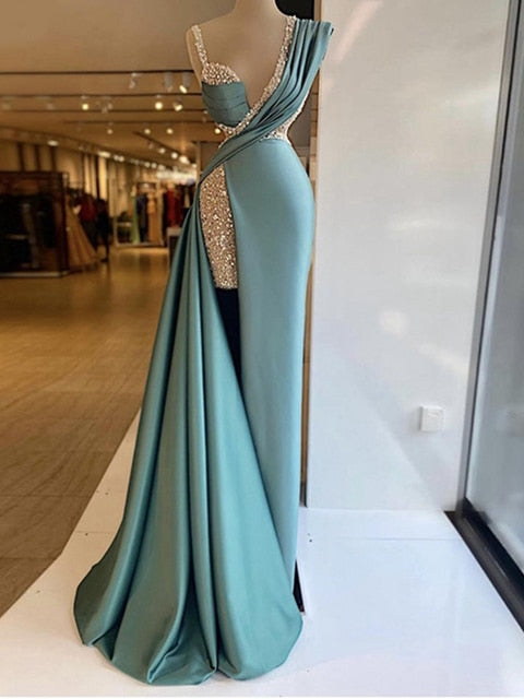 Crystal Glitter Satin Prom Dress