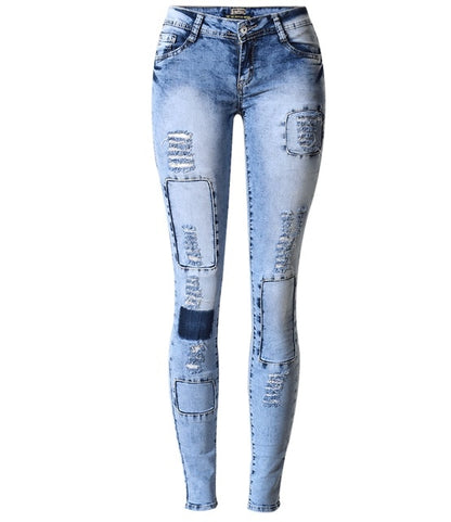 Patchwork Skinny Tights Denim Jeans