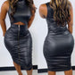 PU Leather Bodycon Party Dress