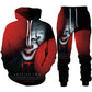 Horror Movie Clown 3d Print Hoodie + pants Set for Men