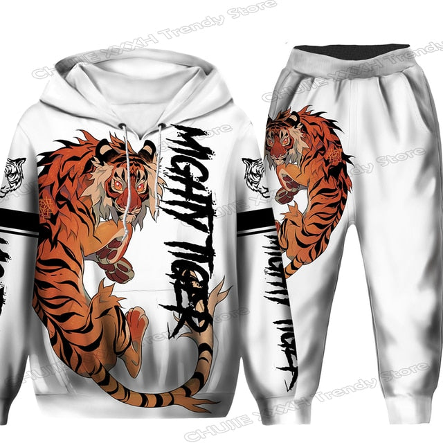 The Tiger 3d Print Hoodie Set