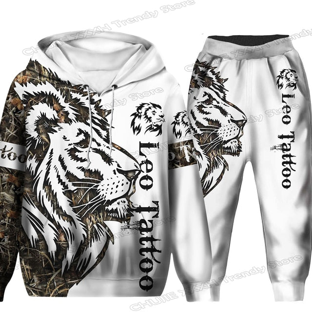 The Tiger 3d Print Hoodie Set