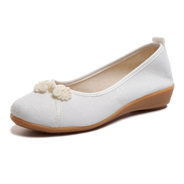 Embroidered Ballet Flats Slip On Shoes for Women
