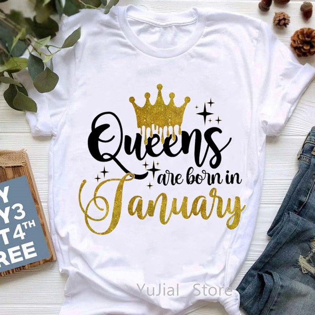 January To December Graphic Print T-Shirt Top for Women