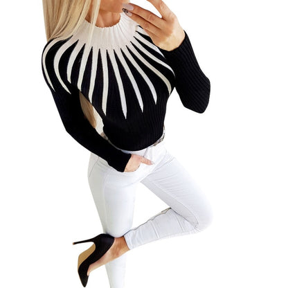 Knitting Turtleneck Long Sleeve Sexy Top