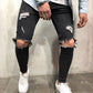 Slim Hip-hop Knee Holes Wash Paint Dot Design  - Jeans
